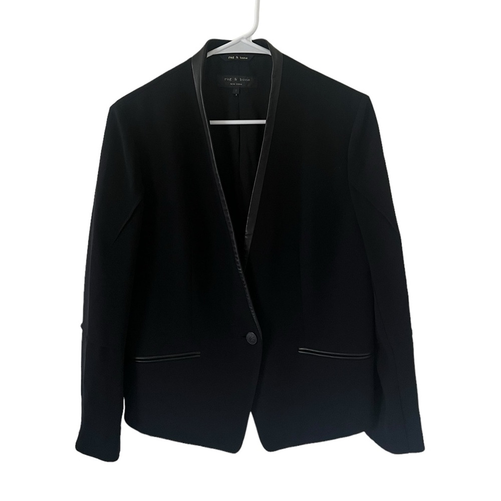 Rag & Bone Black Leather Trim Blazer